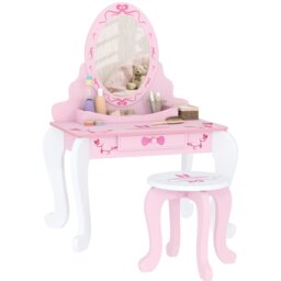 Rackhams Kids Dressing Table Set, 2 PCS Children Vanity Table with Stool - thumbnail 3