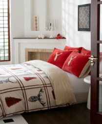 Rackhams Stag Teddy Fleece Duvet Cover Set - Red - Single - thumbnail 2