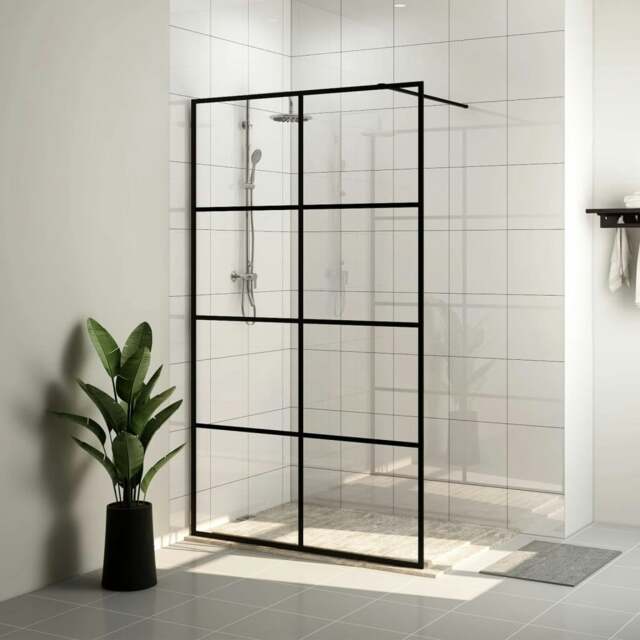 Rackhams Walk-in Shower Wall with Clear ESG Glass 90x195 cm Black