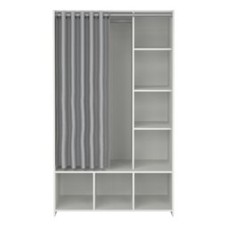 Rackhams Uppsala Open Mobile Wardrobe Unit in White with a Grey Textile Curtain - White - Malemine - 1 - thumbnail 2