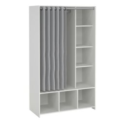 Rackhams Uppsala Open Mobile Wardrobe Unit in White with a Grey Textile Curtain - White - Malemine - 1 - thumbnail 1