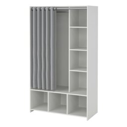 Rackhams Uppsala Open Mobile Wardrobe Unit in White with a Grey Textile Curtain - White - Malemine - 1 - thumbnail 3