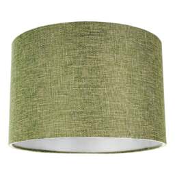"Rackhams Contemporary Olive Green Plain Linen Fabric 14"" Drum Lamp Shade 60w Maximum" - thumbnail 1