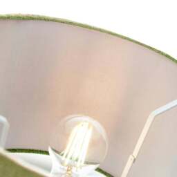 "Rackhams Contemporary Olive Green Plain Linen Fabric 14"" Drum Lamp Shade 60w Maximum" - thumbnail 4