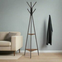 Rackhams Industrial Coat Rack Stand with 2 Shelves – Freestanding Hall Tree with 6 Hooks - thumbnail 3