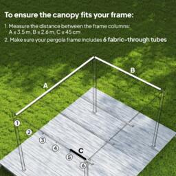 Rackhams Retractable Pergola Cover, 3.5 x 2.6 m Replacement Canopy Fabric for 4 x 3 m Frame, Roof Top Only, Dark Grey - thumbnail 4