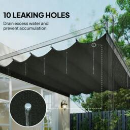 Rackhams Retractable Pergola Cover, 3.5 x 2.6 m Replacement Canopy Fabric for 4 x 3 m Frame, Roof Top Only, Dark Grey - thumbnail 6