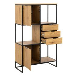 Rackhams Swindon Bookcase with 2 Doors, 3 drawers and 1 Shelves in Black - 1 - Black - Wood - thumbnail 4
