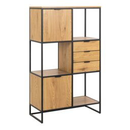Rackhams Swindon Bookcase with 2 Doors, 3 drawers and 1 Shelves in Black - 1 - Black - Wood