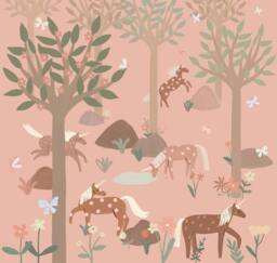 Rackhams Nursery Unicorn 6 Lane Repeatable Wallpaper Mural 300 x 285cm, Blush Pink - thumbnail 2