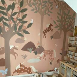 Rackhams Nursery Unicorn 6 Lane Repeatable Wallpaper Mural 300 x 285cm, Blush Pink - thumbnail 3