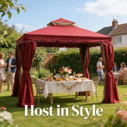 Rackhams Red Gazebo with Nets Aluminium Frame and Powder coated Steel Roof,3x3x2.75m - thumbnail 2