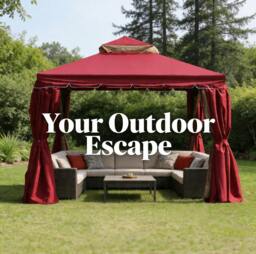 Rackhams Red Gazebo with Nets Aluminium Frame and Powder coated Steel Roof,3x3x2.75m - thumbnail 5