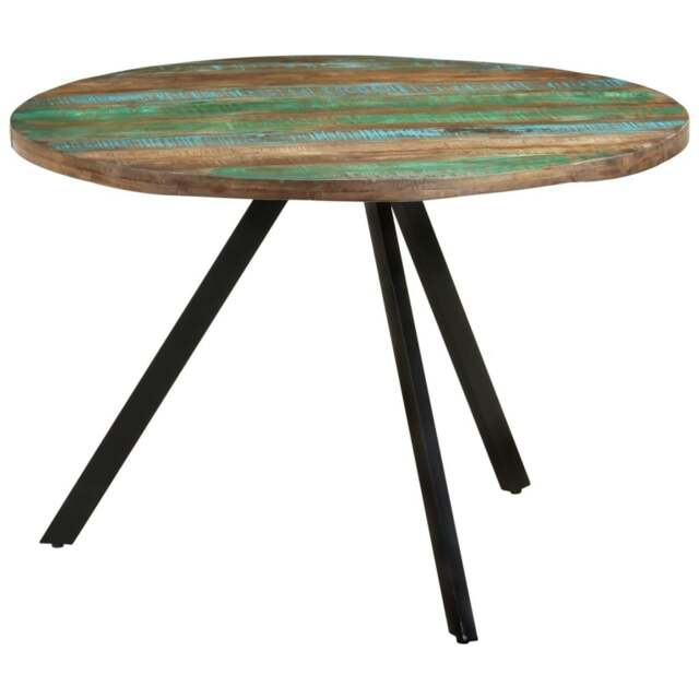 Rackhams Dining Table 110x75 cm Solid Wood Reclaimed - Multicolour - Solid reclaimed wood, powder-coated iron