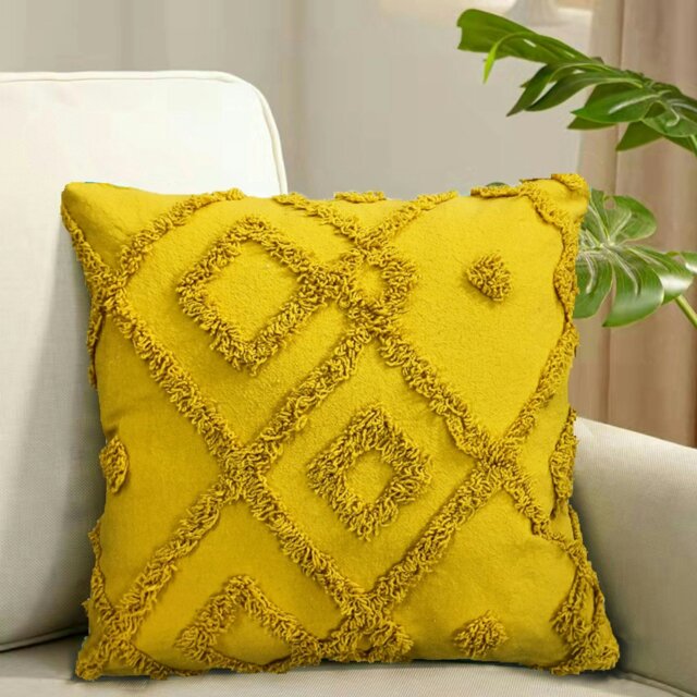 Rackhams Shabby Chic Tuft Cushion - 43cm x 43cm - Orange - image 1
