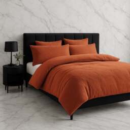 Rackhams Teddy Bear Fleece Duvet Cover & Pillow Case Set - King - Tangerine