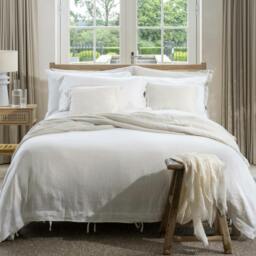Rackhams White French Linen Bed Sets 40cm Deep Fitted Sheets with Standard Pillowcases - Single - thumbnail 3
