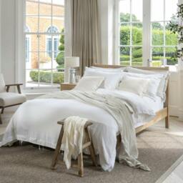Rackhams White French Linen Bed Sets 40cm Deep Fitted Sheets with Standard Pillowcases - Single - thumbnail 1