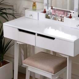 Rackhams 137cm H Modern Makeup Desk Set with Lighted Mirror and Stool - thumbnail 6