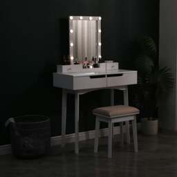 Rackhams 137cm H Modern Makeup Desk Set with Lighted Mirror and Stool - thumbnail 3