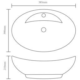 Rackhams Luxury Ceramic Basin Oval with Overflow and Faucet Hole - thumbnail 6
