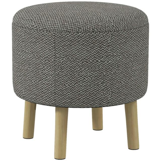 Rackhams Round Linen-Look Storage Ottoman - Light Grey - image 1
