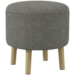 Rackhams Round Linen-Look Storage Ottoman - Light Grey - thumbnail 1