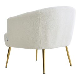 Rackhams Boucle Teddy Fabric Armchair with Metal Legs White - thumbnail 5