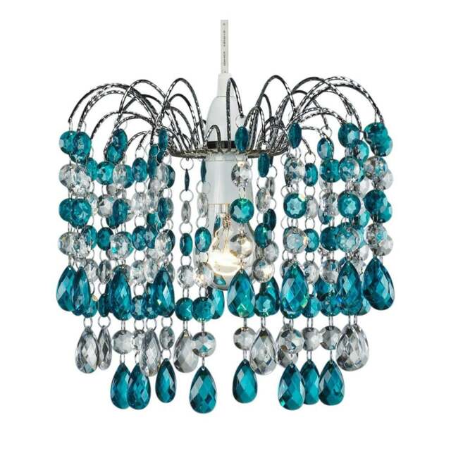 Rackhams Contemporary Pendant Shade with Teal Acrylic Droplets