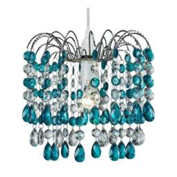 Rackhams Contemporary Pendant Shade with Teal Acrylic Droplets