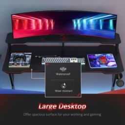 Rackhams Gaming Computer Desk Writing Table w/ Headphone Hook Curved Front - thumbnail 5