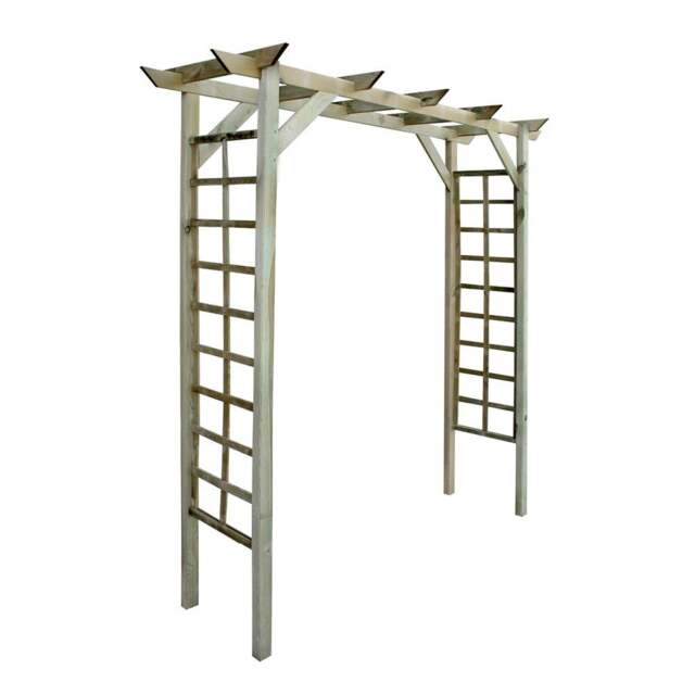 Rackhams Luna Flat Garden Arch 2.14m Pressure Treated Wooden Arch with Trellis - image 1