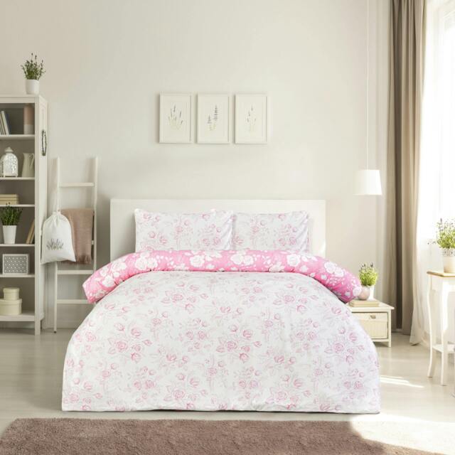 Rackhams Luxury Super Soft Reversible Floral Toile Duvet Cover with Pillowcase - Single (135cm x 200cm) - image 1