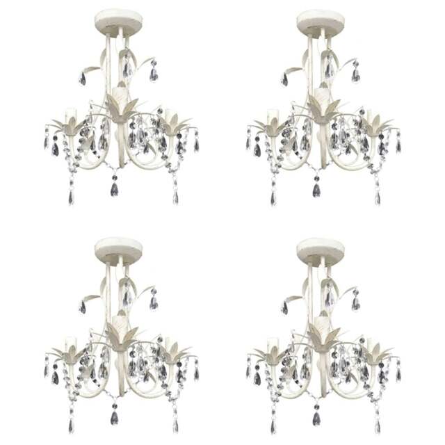 Rackhams Crystal Pendant Ceiling Lamp Chandeliers 4 pcs Elegant White