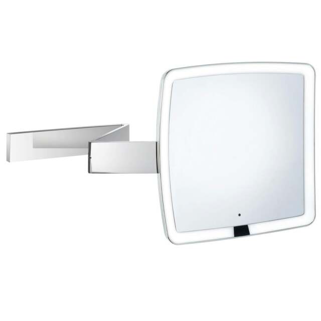 Rackhams Polished Chrome Sensor Activated LED Mirror - Wall Mounted Extendable Swing Arm 7x Magnification Rechargable Battery Bathroom Makeup or Shaving - image 1