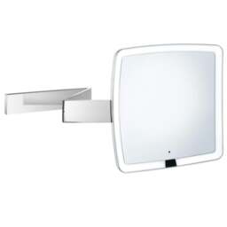 Rackhams Polished Chrome Sensor Activated LED Mirror - Wall Mounted Extendable Swing Arm 7x Magnification Rechargable Battery Bathroom Makeup or Shaving
