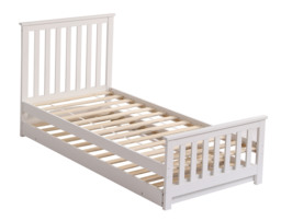 Rackhams Oxford Single Bed with Pull Out Trundle, Solid Pine, White, Guest Bed Included - thumbnail 5