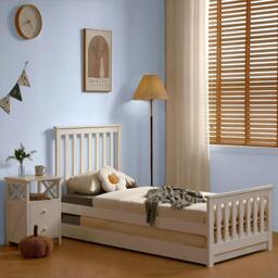 Rackhams Oxford Single Bed with Pull Out Trundle, Solid Pine, White, Guest Bed Included - thumbnail 3
