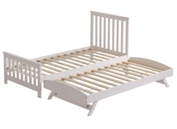 Rackhams Oxford Single Bed with Pull Out Trundle, Solid Pine, White, Guest Bed Included - thumbnail 6