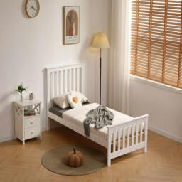 Rackhams Oxford Single Bed with Pull Out Trundle, Solid Pine, White, Guest Bed Included - thumbnail 4