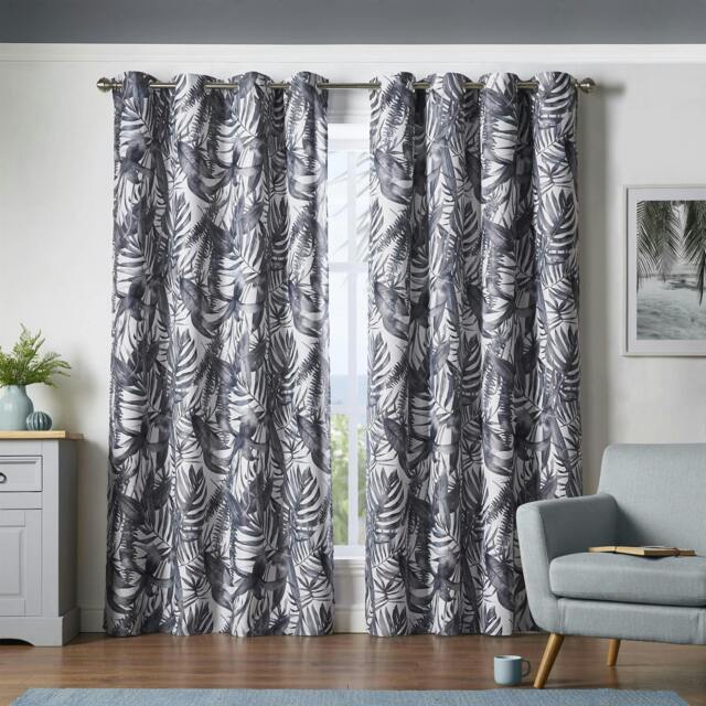 Rackhams Mala Room Darkening Ring Top Curtains - Grey - 229cm width x 229cm drop - image 1