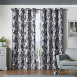 Rackhams Mala Room Darkening Ring Top Curtains - Grey - 229cm width x 229cm drop - thumbnail 1