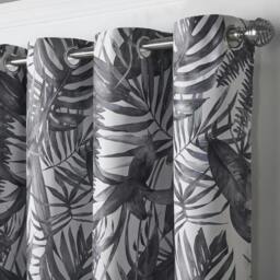 Rackhams Mala Room Darkening Ring Top Curtains - Grey - 229cm width x 229cm drop - thumbnail 4