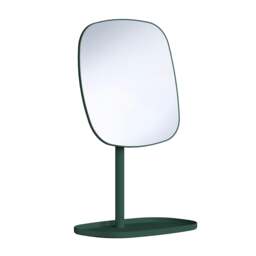 Rackhams Matt Green Mirror with Storage Tray (192 x 192mm) Freestanding 7x Magnification Bathroom Makeup or Shaving Mirror