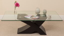 Rackhams Milano Glass and Wood Coffee Table for Living Room - Transparent - Black - thumbnail 3