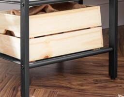 Rackhams Set of 2 Industrial Side Tables – Rustic Brown & Black Nightstands with Adjustable Mesh Shelves - thumbnail 4