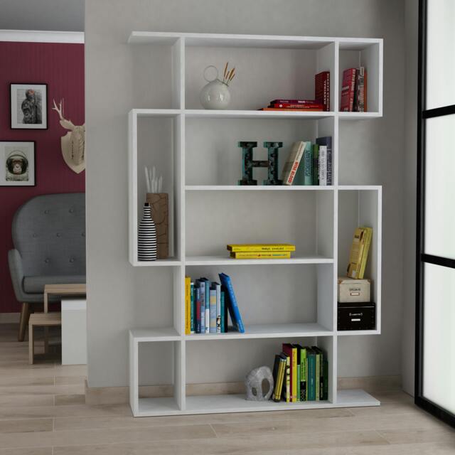Rackhams Mito Modern Freestanding & Wall Mounted Bookcase Sonoma 5-Tier Display Unit Tall for Home & Office 161cm - White - image 1