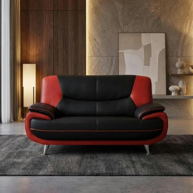 Rackhams Palermo Living Room Furniture Range - Black/Red - 2 Seater - image 1