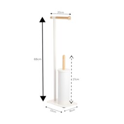Rackhams Sonata White & Bamboo Toilet Roll Holder & Toilet Brush Combination - thumbnail 2