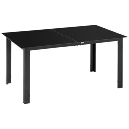 Rackhams Outdoor Dining Table for 6 Patio Table with Glass Tabletop Black - Black - Aluminium, Tempered Glass - 150L x 90W x 74H cm - thumbnail 2